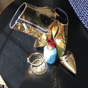 TopShop Gold Patent Leather Booties